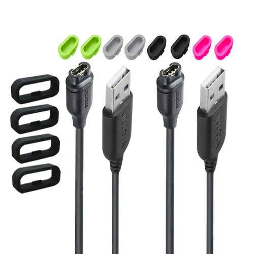 Vista 7 de Paquete de 2 cargadores para Garmin vivoactive 4S/Rey/Captain Marvel/Appraoch X10, cable de sincronización de datos con clip de carga, añade 4