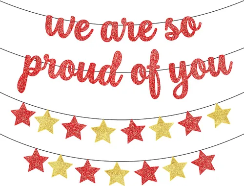 Vista 12 de KatchOn, Cartel con texto en inglés «We are So Proud of You» («We are So Proud of You») – Cartel de felicitaciones para decoraciones de graduación