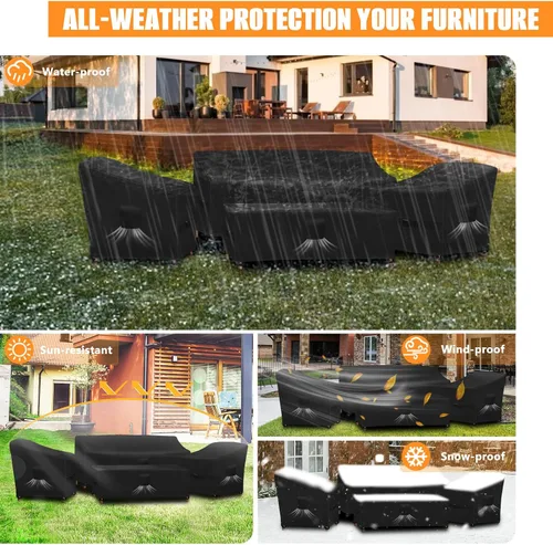 Vista 6 de Kovshuiwe Juego de 4 fundas impermeables para patio, sillas de jardín, mesa de café, funda para conjunto de muebles de patio para sofá exterior