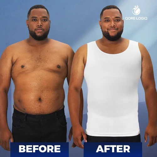Vista 6 de QORE LOGIQ Camisas de compresión de ginecomastia para hombres, camiseta sin mangas adelgazante, moldeador de cuerpo, fajas para hombres, sujetador