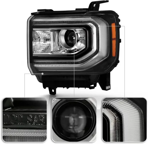 Vista 4 de ACANII - Para [modelo HID/Xenon] 2016 2017 2018 GMC Sierra 1500 LED DRL proyector faro reemplazo - Conductor