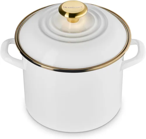 Vista 10 de Le Creuset - Olla tradicional esmaltada en acero, 12 cuartos de galón, Oliva con pomos de acero inoxidable
