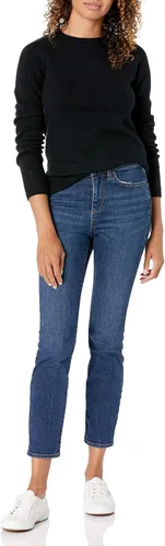 Vista 4 de Tienda Essentials - Suéter de mangas largas, cuello redondo y de ajuste clásico para mujer, suave al tacto