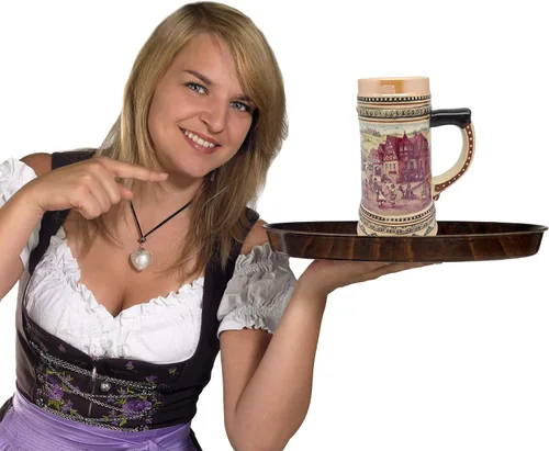 Vista 6 de OktoberfestHaus - Taza de cerveza de 1.0 litros con asa, taza de cerveza Oktoberfest, German Village Dancers (Tänzer) Bier Krug, jarra de cerámica