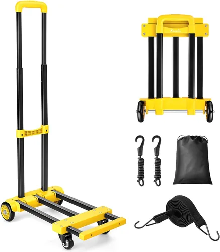 Vista 11 de KEDSUM Carrito de equipaje plegable para viajes y aeropuerto, carretilla de mano plegable de 290 libras con placa base expandible, carrito portátil
