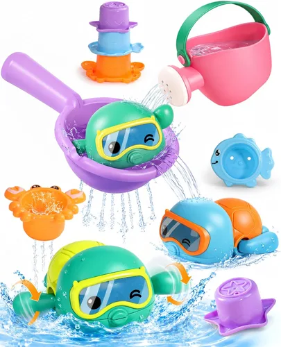 Vista 8 de Fajiabao Juguetes de baño para niños de 1 a 3 años, juego de apilamiento