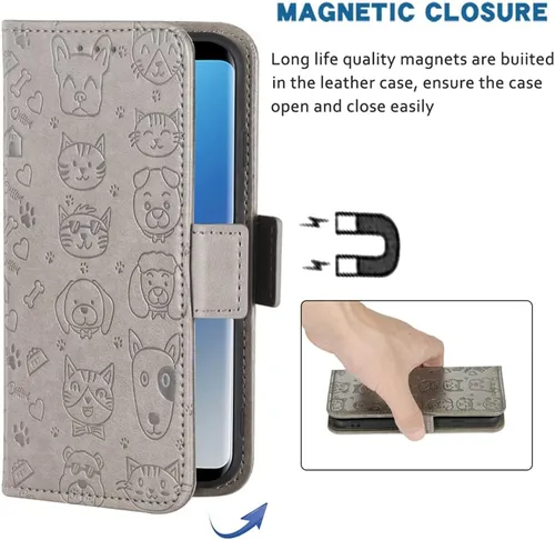 Vista 5 de Compatible con Xiaomi Mi 8/Mi8 Pro - Funda tipo cartera de cuero con tapa para tarjetero, accesorios para celular, monedero folio, identificación