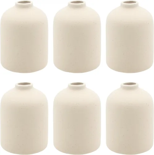 Vista 7 de YANLING 6 Piezas Jarrones de Cerámica Blancos para Decoración del Hogar, Jarrones de Cerámica Blanca de 5.6 pulgadas para Centros de Mesa, Pequeños