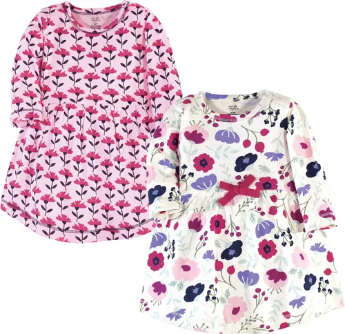 Vista 38 de Touched by Nature - Vestidos de manga corta y manga larga de algodón orgánico para niñas pequeñas, bebés y mujeres Manga larga con flores abstractas