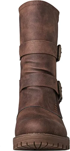Vista 4 de GLOBALWIN Lace up Mid Calf Motorcycle Fashion Festival Boots Combat Riding Military Boots for Women