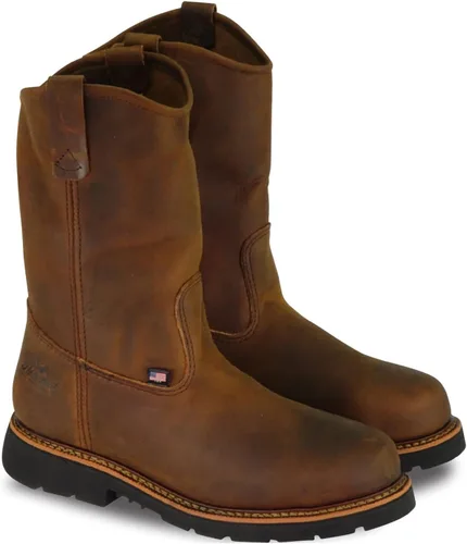 Vista 2 de Thorogood American Heritage - Botas Wellington con punta de acero de 11 pulgadas para hombre, cuero de grano completo, suela de tacón antideslizante