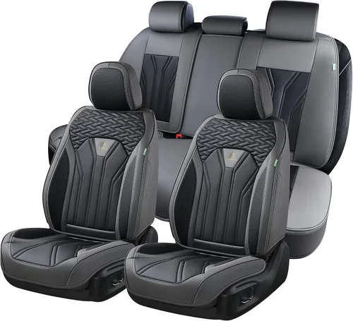 Vista 12 de FLORICH Fundas de asiento para automóviles, fundas de asiento impermeables, fundas de asiento de cuero para automóvil, paquete de 2, protector