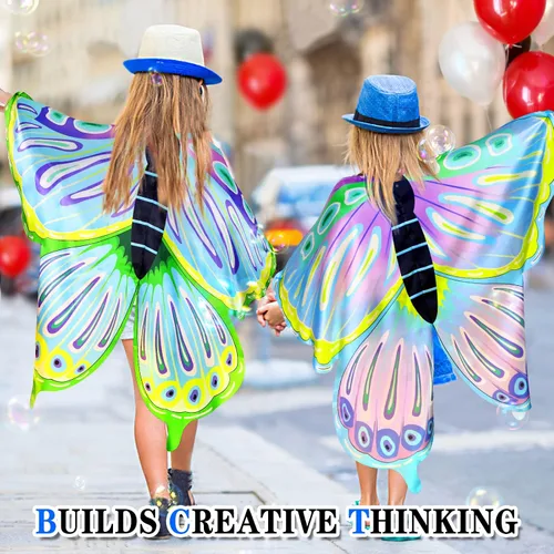 Vista 3 de iROLEWIN Big Kids-Butterfly-Wings Costume for Toddler Girls Fairy Wings Mask Headband as Dance Dress-Up Cape Party Gifts
