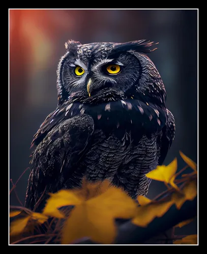 Vista 3 de Búho negro raro, impresión artística, colgante de pared, imagen de póster de animales, fotografía, vida silvestre, regalo de Halloween, foto