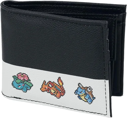 Vista 2 de Pokémon Pixel Starter - Cartera unisex para fanáticos del anime, color negro y blanco, Negro -, Billetera plegable