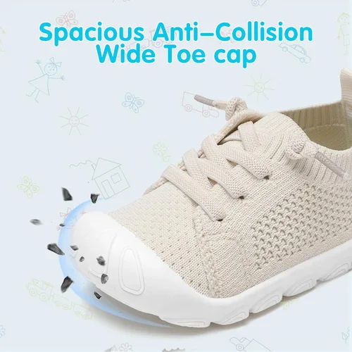 Vista 2 de Zapatos deportivos para niños y niñas pequeños, zapatos para caminar descalzos, zapatos de tenis ligeros y transpirables para los primeros bebés