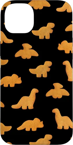 Vista 15 de iPhone 16 Dinos - Patrón de pepitas de pollo Divertida funda negra de dinosaurio realista