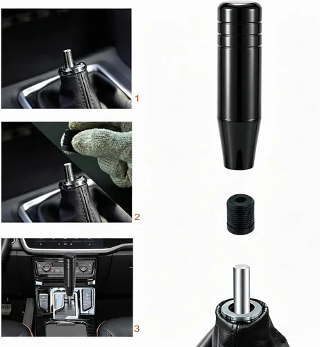Vista 2 de Lunsom Pomo de palanca de cambios de aluminio de 5 pulgadas, mango de palanca de cambios de aleación larga, cabezal de cambio automático