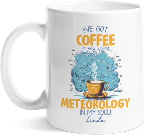 Vista 18 de Taza de café personalizada Storm Chaser con nombre, taza de cerámica de tornado personalizada para meteorólogo, regalos novedosos para amantes
