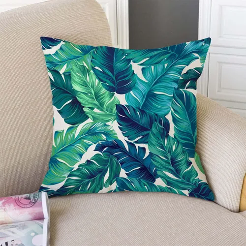 Vista 2 de TSSOHU Funda de almohada de granja de 18 x 18 pulgadas, funda de almohada tropical, hojas de palma tropical, Hawaii, selva, fundas de almohada Tss11