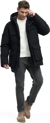 Vista 6 de Abrigos de invierno para hombre, chaquetas de invierno, impermeables, cálidas, gruesas, largas, con capucha