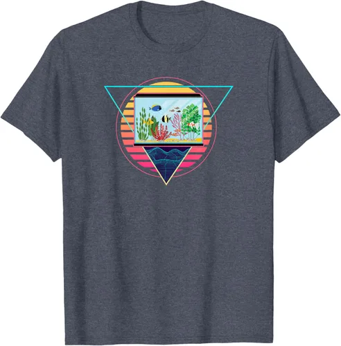 Vista 27 de Futuristic Fish Tank Synthwave Vaporwave Aquarium Aesthetic T-Shirt Negro