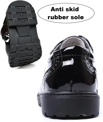 Vista 5 de kkdom Zapatos de uniforme escolar para niños y niñas, zapatos con cordones, mocasines cómodos, zapatos de vestir Oxford (niñoniño pequeñoniño grande)