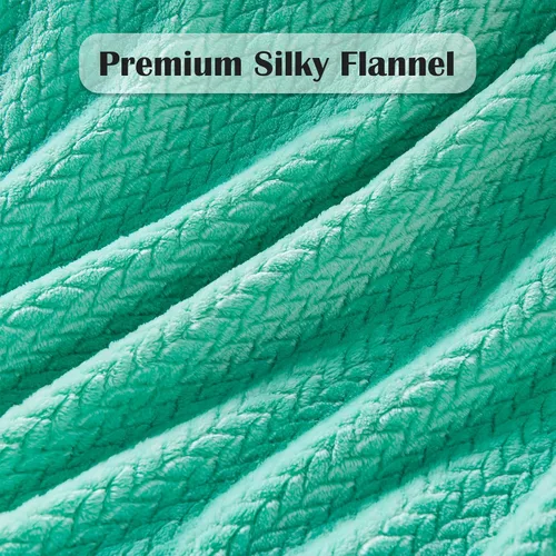 Vista 5 de NEWCOSPLAY Manta de Tiro Súper Suave Aqua Franela Sedosa Premium Fleece con Patrón de Hojas Ligera Manta de Cama para Uso en Todas las Estaciones