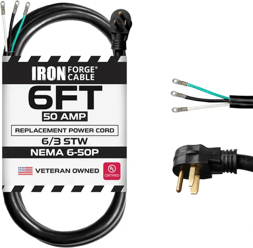 Vista 9 de Iron Forge Cable Soldador y cargador EV, 3 pies - NEMA 6-50, 50 amperios Cable 6/3, extremo abierto (sin enchufe), 50 amperios - para soldadores