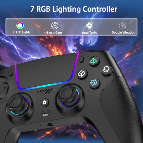 Vista 4 de VidPPluing Wireless Controller Compatible with PS5/Android/IOS/MAC/Steam Deck, Gamepad with LED Lighting/Hall Effect Trigger/Turbo/Macro/Dual