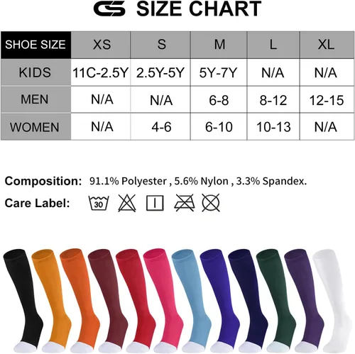 Vista 2 de CS CELERSPORT Paquete de 23 calcetines de béisbol y sóftbol para jóvenes y adultos, calcetines de tubo multideporte