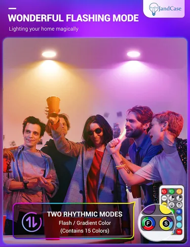 Vista 4 de JandCase BR30 Luces de inundación que cambian de color, RGB + bombilla LED empotrable cálida y blanca fría, 12 W (equivalente a 100 W), 1050 lm