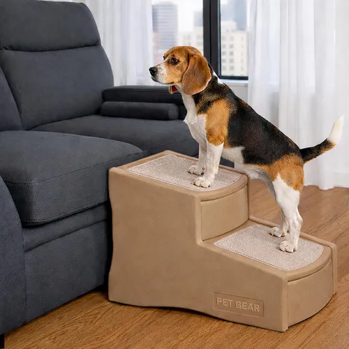 Vista 6 de Pet Gear Easy Step II - Escaleras para mascotas, grano de café, 2 escalones Para gatos/perros de hasta 150 libras, portátil, extraíble, lavable