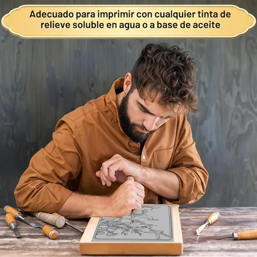 Vista 7 de Paquete de 4 bloques de linóleo para grabado, hojas de goma de 8 x 10 pulgadas Goma suave, fácil de tallar, para sellos, tarjetas, impresiones