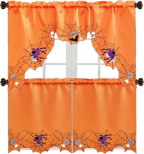 Vista 10 de Grelucgo Juego de cortinas bordadas para ventana de cocina (corazón)