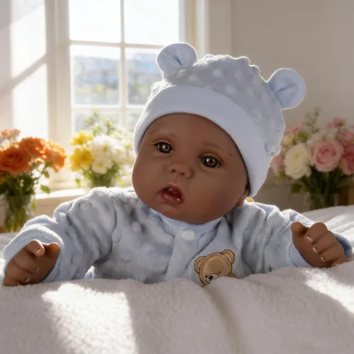 Vista 10 de Milidool Muñeca Reborn Baby Girl de 18 pulgadas, realista, afroamericana, recién nacida, hecha a mano con cuerpo suave y peso real y accesorios