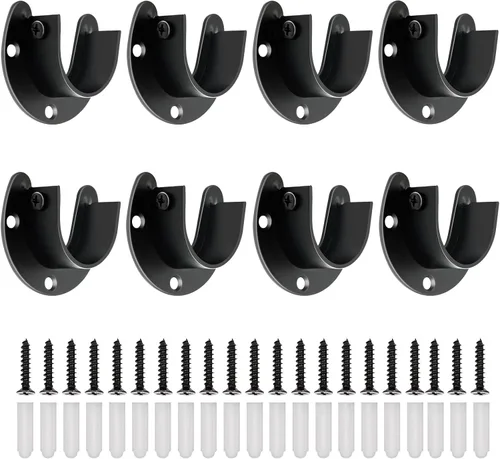 Vista 9 de Paquete de 6 soportes para barra de armario, 1-1/4 soportes para barra de armario, soportes de poste de acero inoxidable, soporte para barra