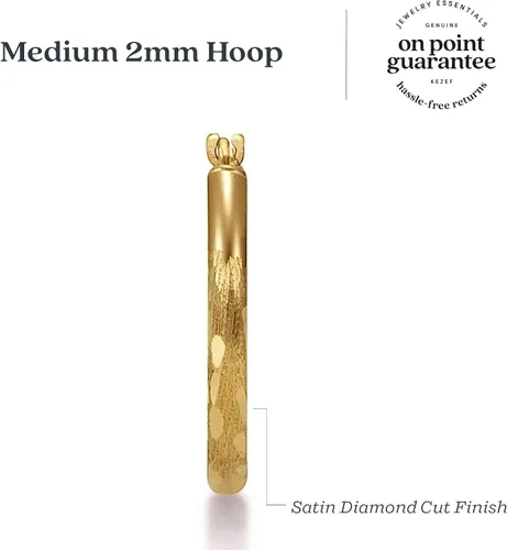Vista 4 de Aretes de aro de tubo de 14 K de 0.18 pulgadas, corte de diamante