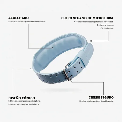 Vista 4 de UPPPER Cinturón de levantamiento de pesas - Cinturón de elevación cónico de doble punta de 4 a 2.5 pulgadas para hombres y mujeres - Soporte de Azul