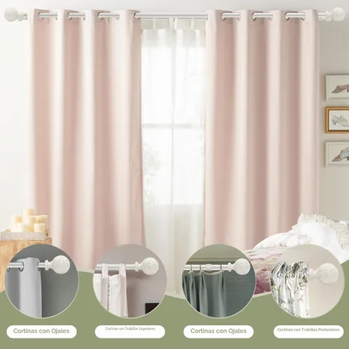Vista 2 de Ycolnaefllr Barra de cortina doble blanca, rústica resistente, 28-48 Weathered White