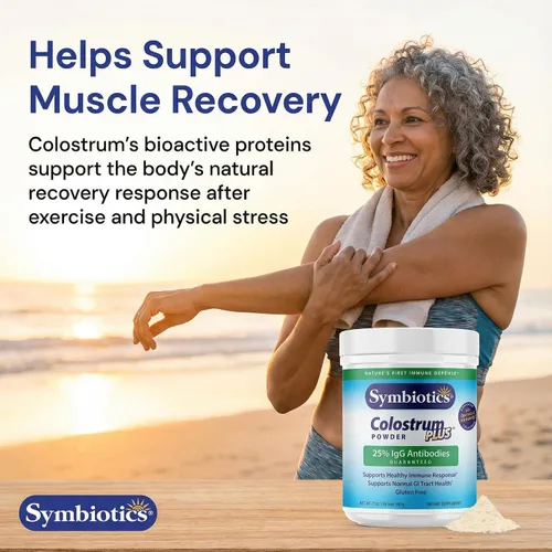 Vista 5 de Symbiotics Colostrum Plus Powder - Soporte de recuperación inmune y muscular, 25% de inmunoglobulinas IgG, resistencia al entrenamiento y salud