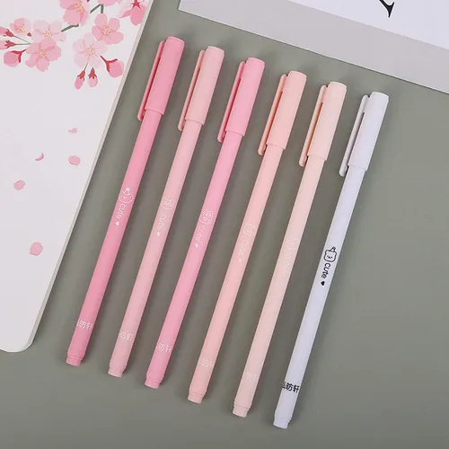 Vista 6 de Paquete de 12 bolígrafos de tinta de gel, color rosa, verde, caramelo, tinta negra de 0.020 in, punta extrafina, bonitos bolígrafos para escribir