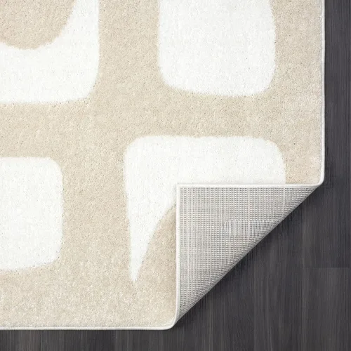 Vista 6 de Abani Nuevo Collection - Alfombra de área, diseño geométrico moderno beige/crema, 4 x 6 pies, fácil de limpiar, duradera para niños y mascotas,