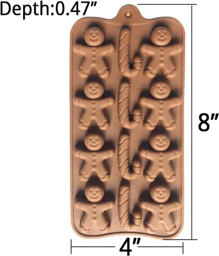 Vista 2 de Molde de silicona para chocolate con forma de bastón de jengibre para hombre, 2 unidades-12 cavidades, molde de silicona de Navidad para hornear