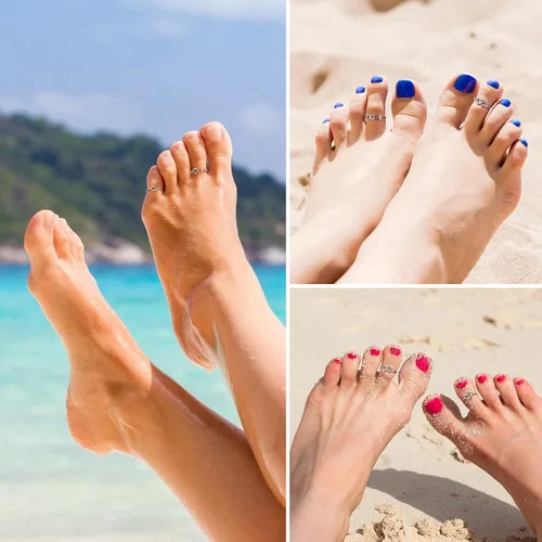 Vista 2 de MUSECLOUD Anillos de dedo del pie para mujer, plata de ley 925, anillos de cola de margarita, juego de joyas de pie de playa, anillo de nudillos