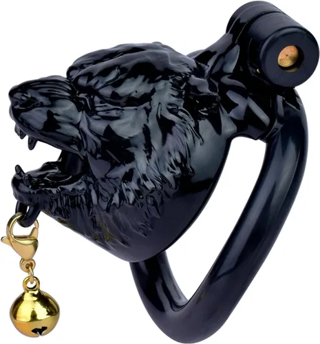 Vista 5 de Jaula ligera para el pene dispositivo de castidad con 4 anillos y llaves, jaula de pene masculina con bloqueo invisible y campana, juguetes sexuales