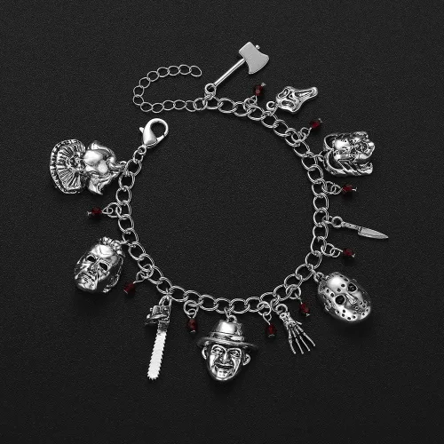 Vista 3 de Hanreshe Bracelets Horror Movie Ghost Baby Jason Scary Theme Bracelet Cosplay Jewelry Women Horror Charm Bracelet