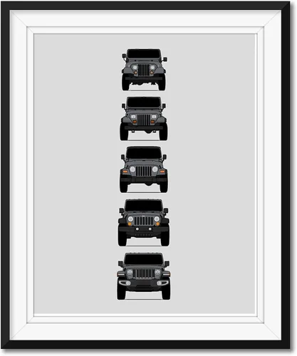 Vista 9 de Custom Car Posters Póster hecho a mano compatible con Jeep Wrangler Generations e impresión de CJ, YJ, TJ, JK, JL, estadounidense, 8 x 10 pulgadas