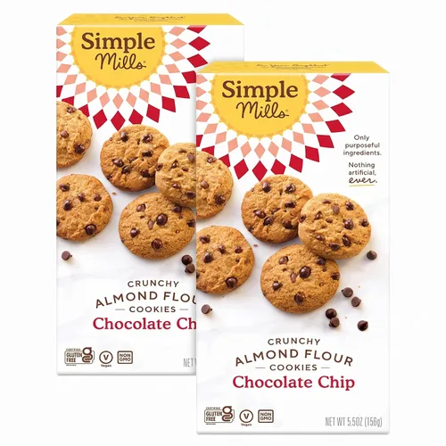 Vista 14 de Simple Mills Galletas crujientes de harina de almendras, chispas de chocolate, sin gluten, vegano, bocadillos saludables, hechos con aceite de coco