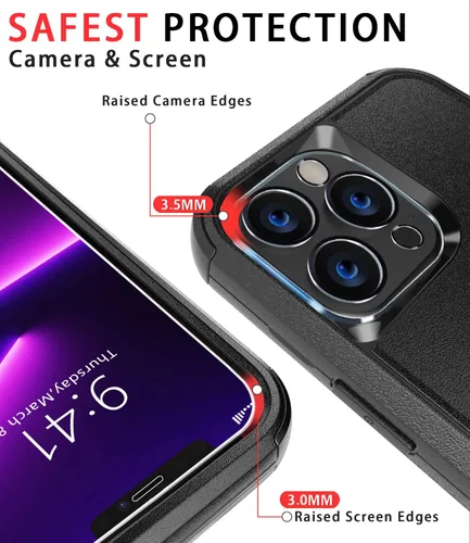 Vista 3 de Diverbox Funda diseñada para iPhone 13 Pro con protector de pantalla para lente de cámara, resistente a los golpes, resistente a los golpes